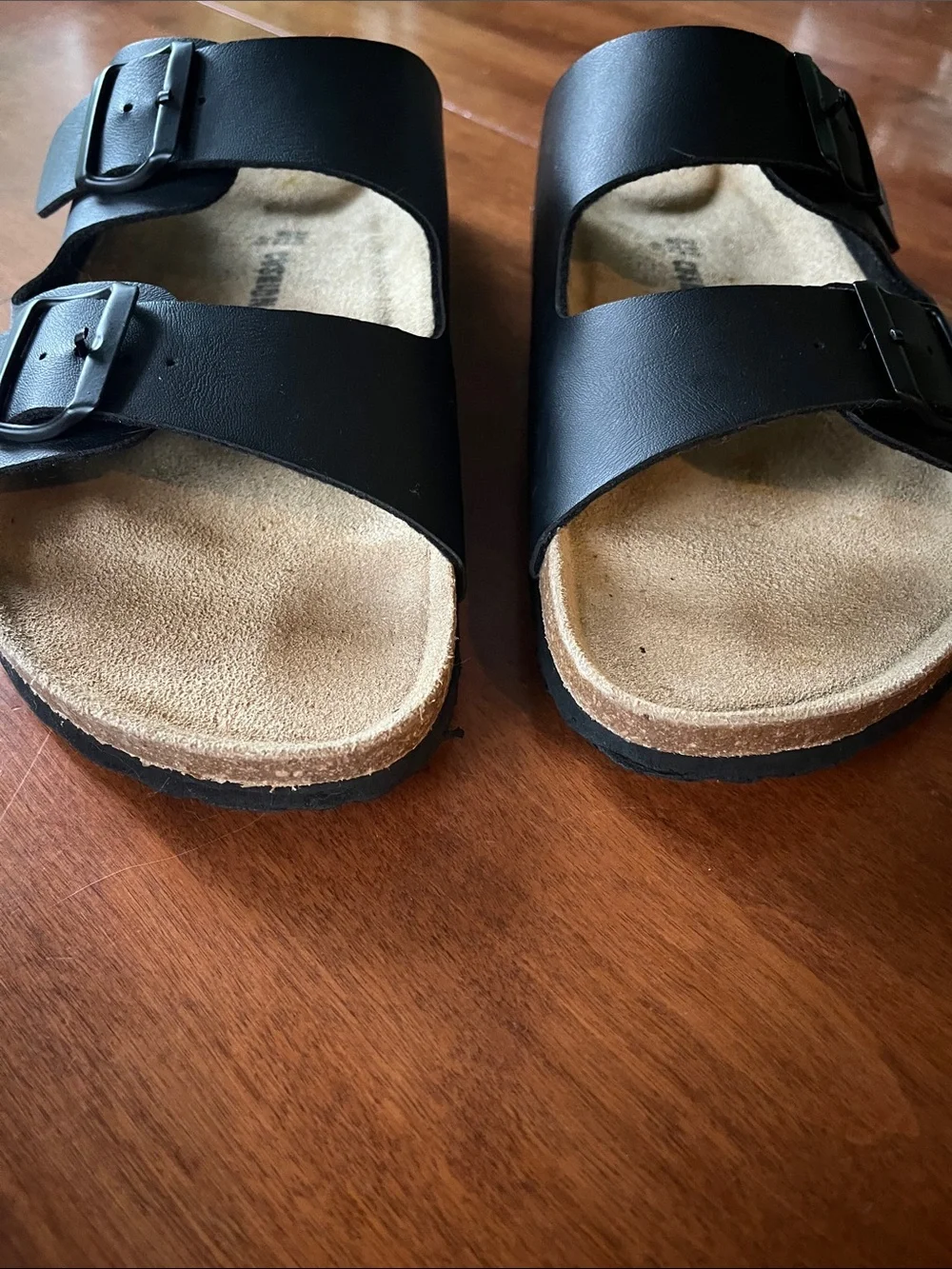 CUSHIONAIRE Lane Cork Footbed Black Sandals size 12